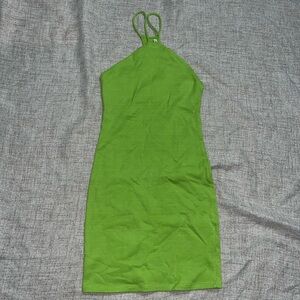 Zara Lime Green Halter Mini Dress